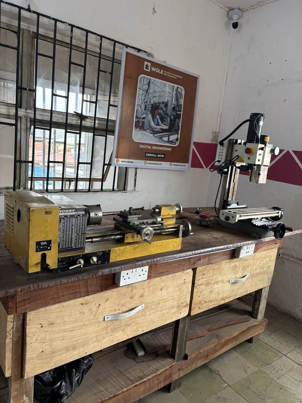 Lathe and milling equipment at Wole College of Engineering and Technology